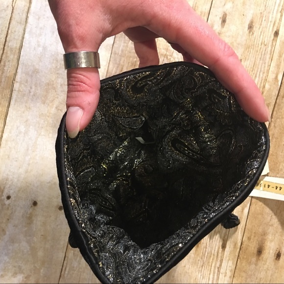 Black velvet pouch evening bag